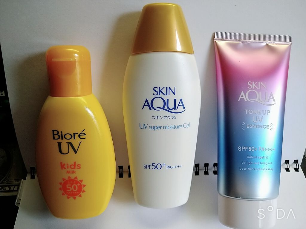 インドア派だけど日焼け対策🎵

持ってる日焼け止め
・ビオレUVkids
・スキンアクア
スーパーモイスチャージェル
・スキンアクアトーンアップUVエッセンス[ラベンダー]

ビオレUVkids
→からだ用として使用中。ひっくり返さないと