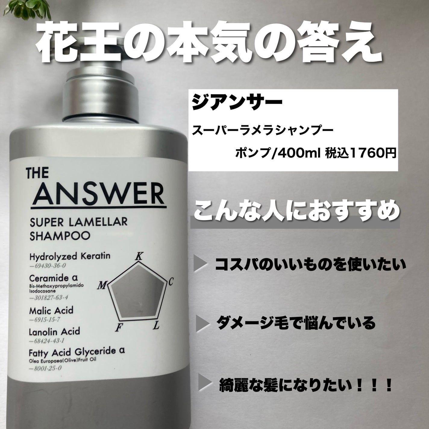 THE ANSWER スーパーラメラシャンプー/THE ANSWER/市販シャンプーを使ったクチコミ(2枚目)