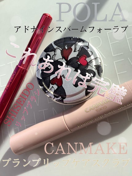 SHISEIDO リップブラシ(レッド)N 407のクチコミ「
今回は
キャンメイク プランプリップケアスクラブ
POLA アドナインス バームフ.....」(1枚目)