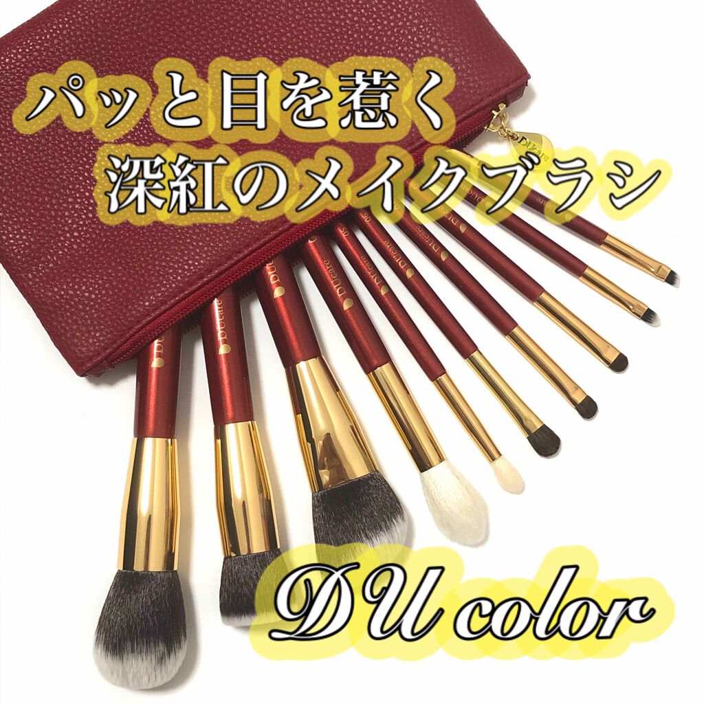 メイクブラシ 10本セット レザー風ポーチ付き /DUcare/メイクブラシを使ったクチコミ（1枚目）