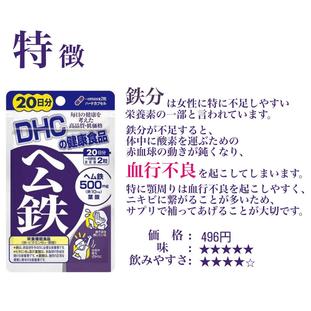 DHC ヘム鉄/DHC/健康サプリメントを使ったクチコミ(2枚目)