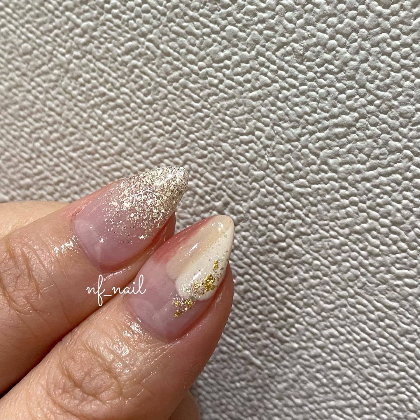 #ネイル,#ジェルネイル,#ニュアンスネイル,#キラキラネイル,#大人ネイル,#冬ネイル,#星ネイル,#ラメネイル,#ゴールドネイル,#ぬりかけネイル,#シェルネイル,#春ネイル,#春先ネイルのネイルデザイン