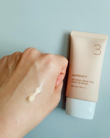 3番 ノーファンデ陶器肌トーンアップクリーム/numbuzin/化粧下地を使ったクチコミ(2枚目)