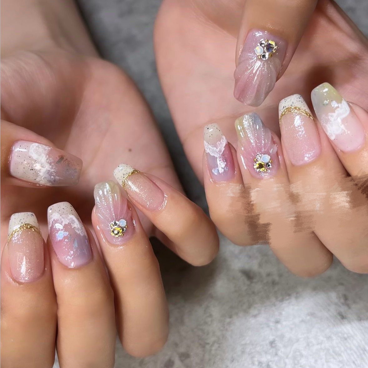 #夏ネイル,#マーメイドネイル,#貝殻ネイル,#海ネイル,#さざなみネイルのネイルデザイン