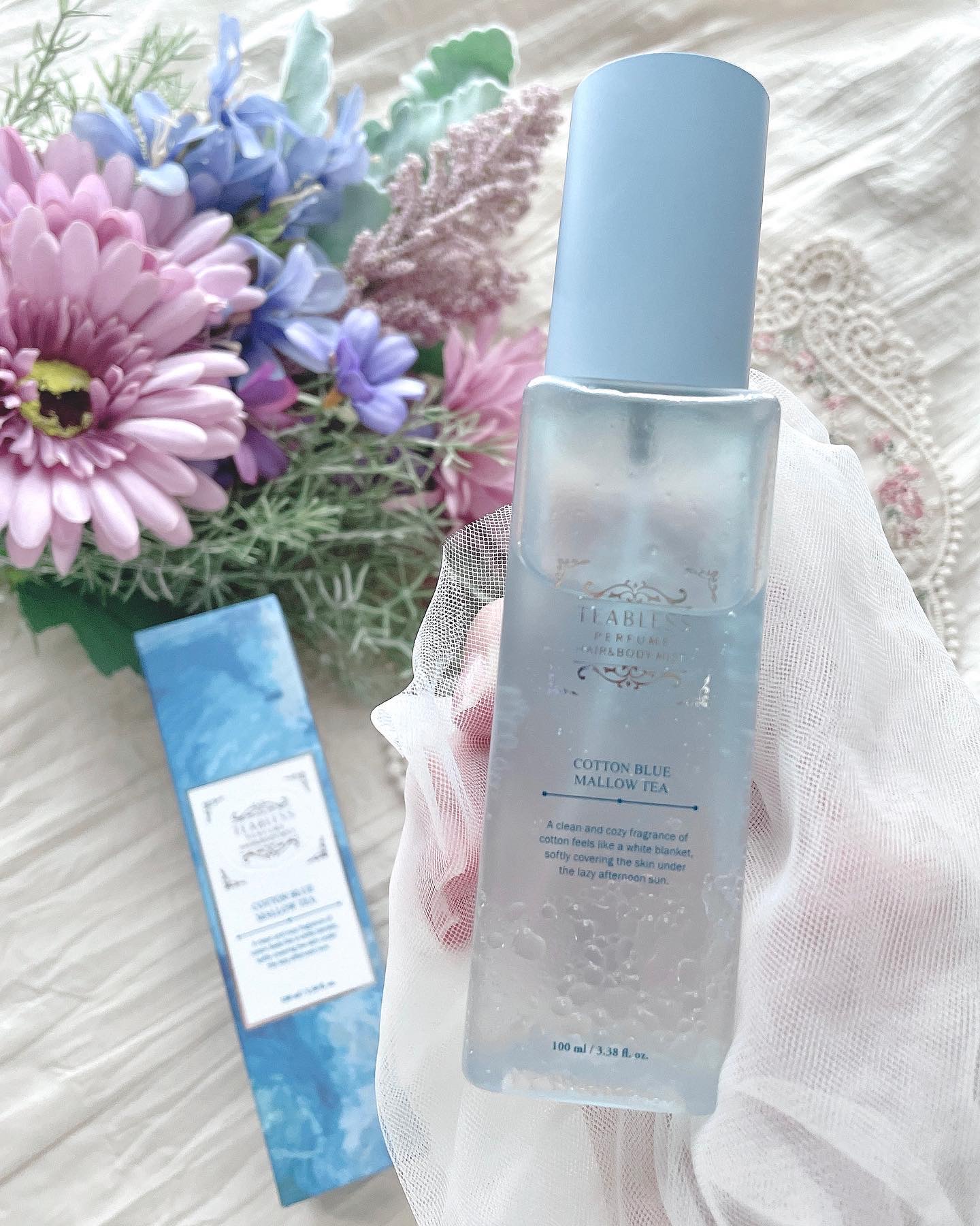 パヒュームヘア＆ボディミスト コットンブルーメロウティー/TEABLESS/ヘアミストを使ったクチコミ（1枚目）