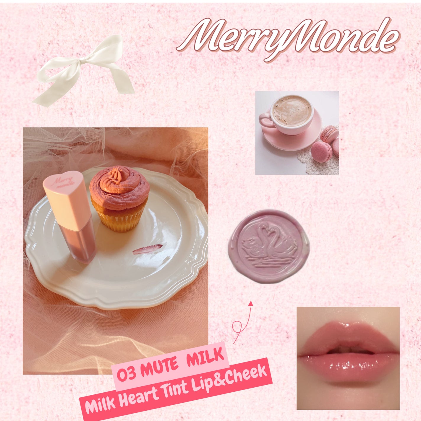 ミルクハートティントリップアンドチーク/Merrymonde/リップティントを使ったクチコミ(4枚目)