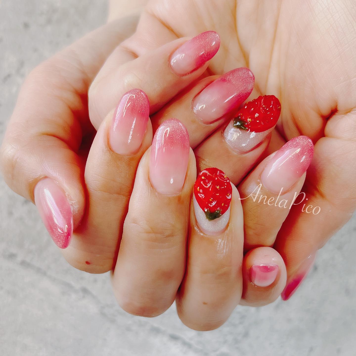 #ネイル,#純国産ジェルネイル,#ジェルネイル,#春ネイル,#イチゴネイルのネイルデザイン