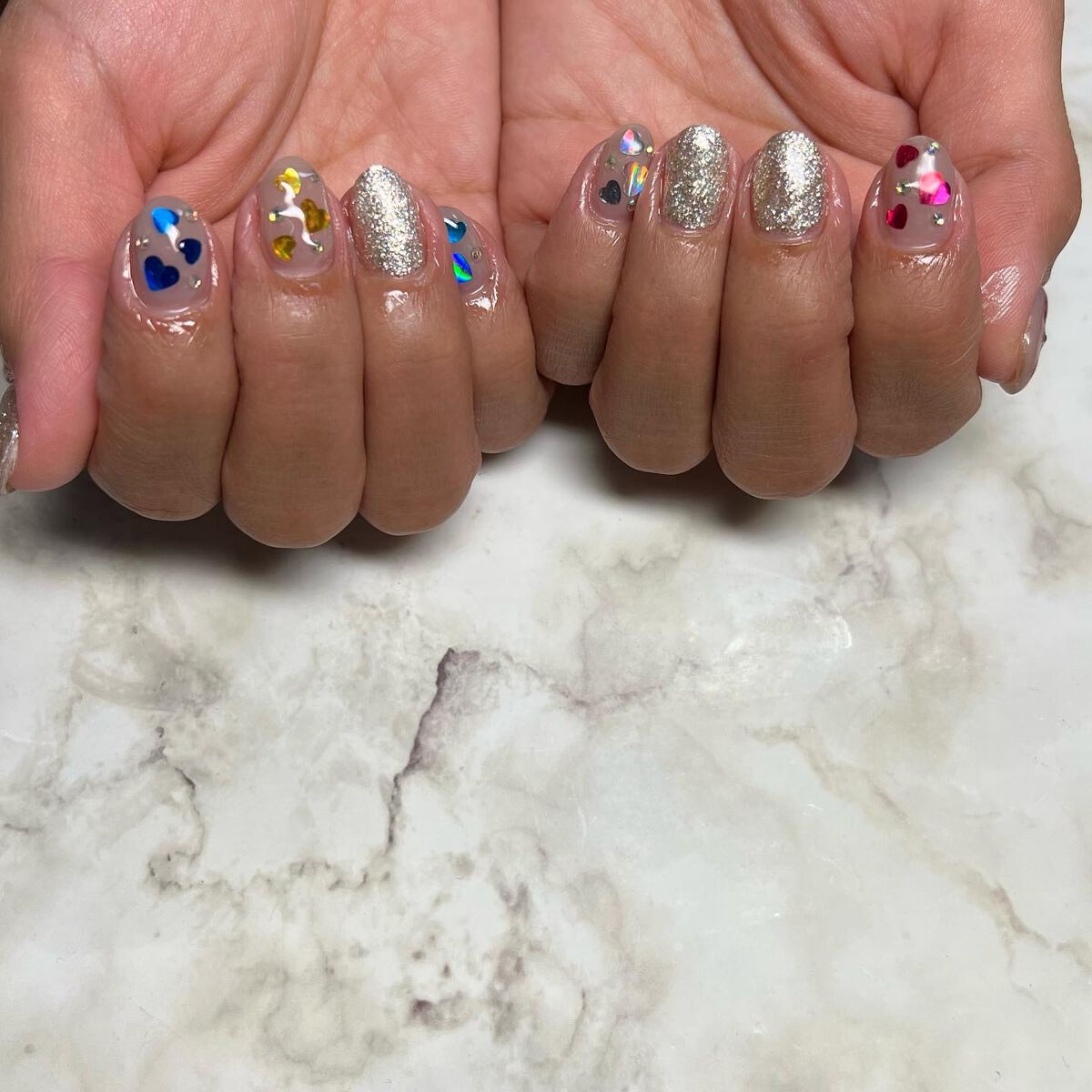 #ハートネイル,#キラキラネイル,#ネイル,#ニュアンスネイル,#スカルプネイル,#ジェルネイル,#ママネイル,#ギャルネイル,#大人ネイル,#派手ネイル,#ネイル,#城陽ネイル,#京都ネイル,#大阪ネイル,#奈良ネイルのネイルデザイン