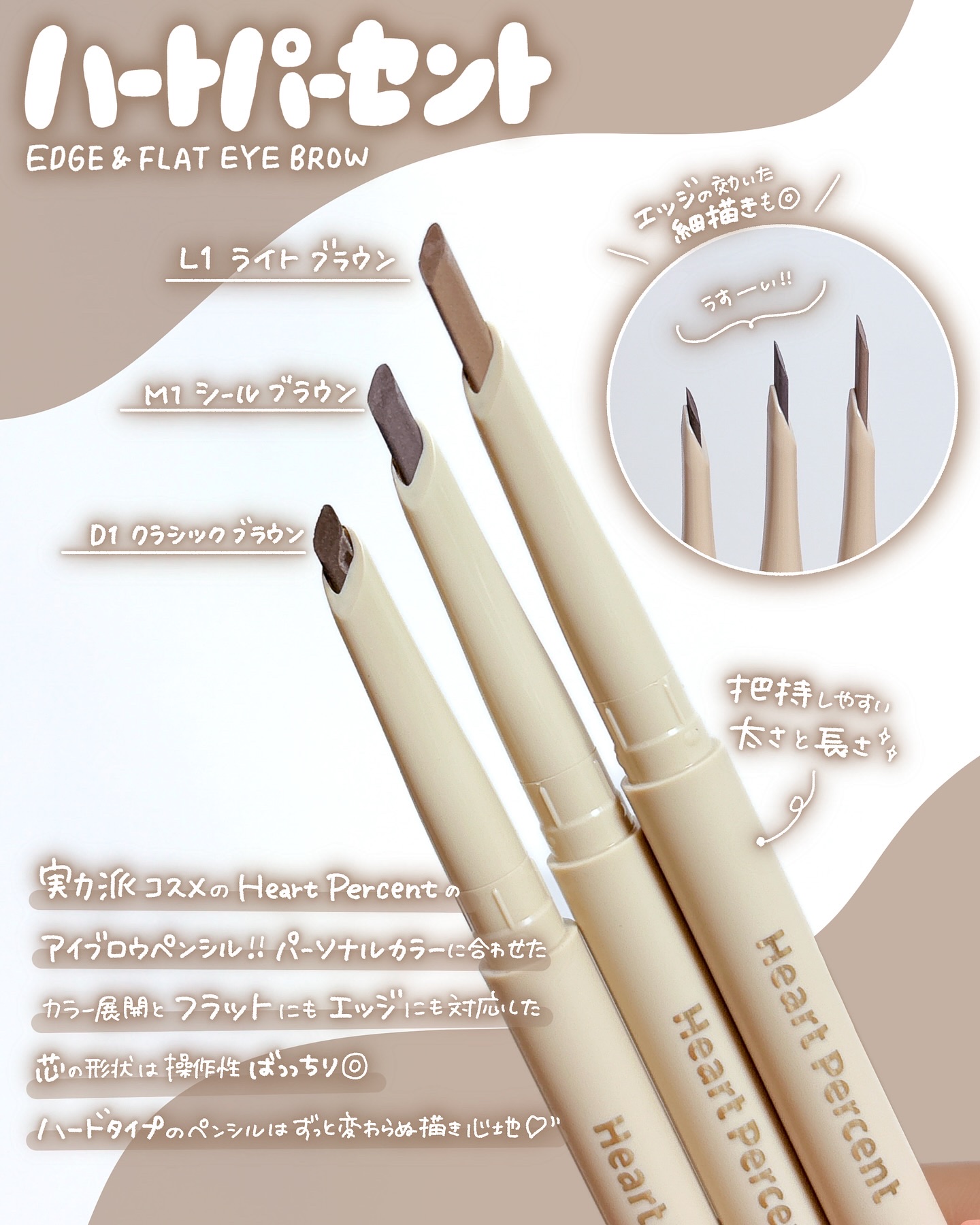 ドット オン ムードエッジ アンド フラットアイブロウ/Heart Percent/アイブロウペンシルを使ったクチコミ（2枚目）