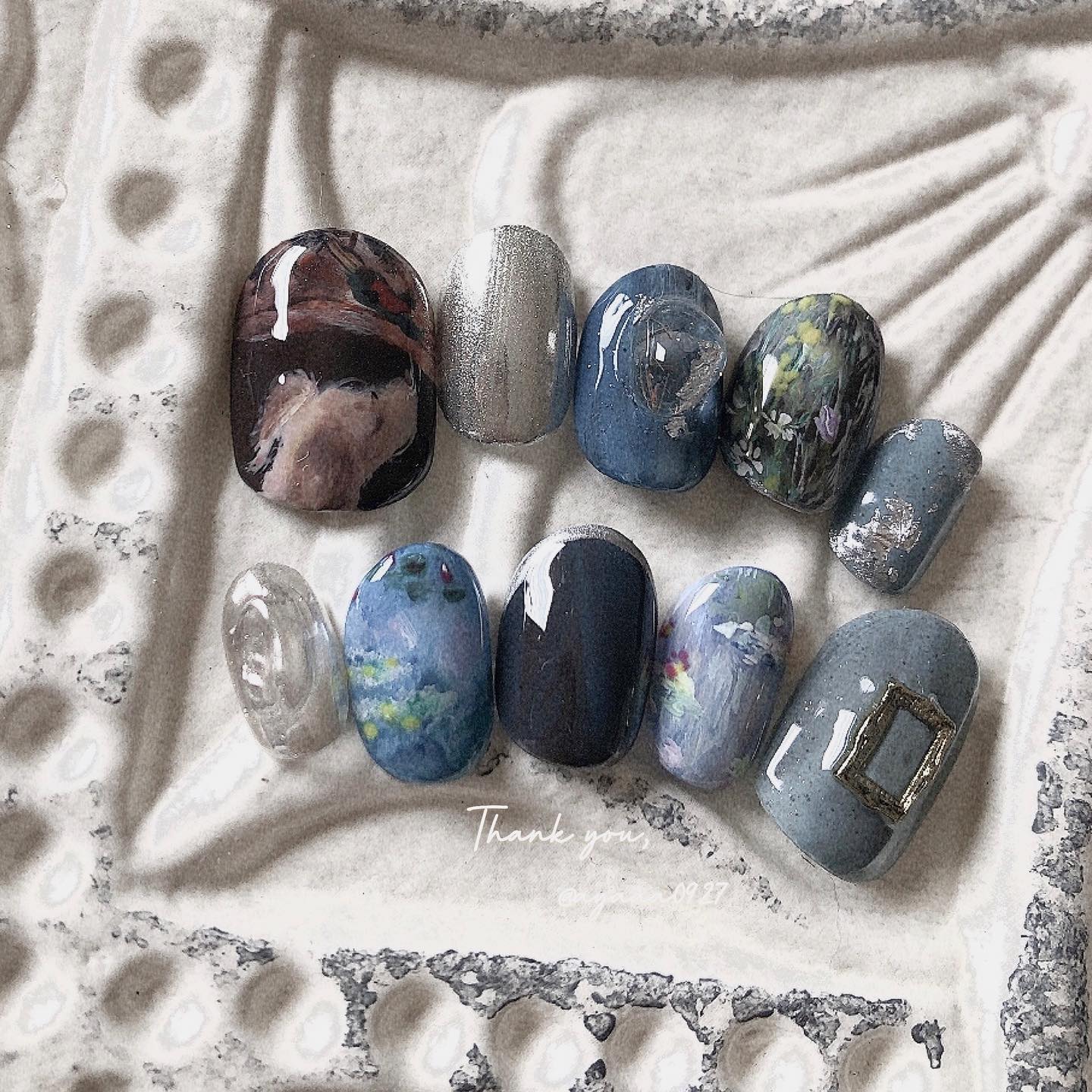 #手描きネイル,#モネネイルのネイルデザイン