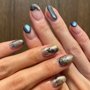 プリジェル ノンワイプクリア キャンジェル ノンヒートのクチコミ「
nuance nail𓂃◌𓈒𓐍


ニュアンス×ぷっくりマグネイル


暖色系続いて反動が来.....」（2枚目）