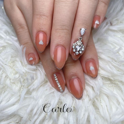 #ワンホンネイル,#ちゅるんネイル,#韓国ネイル,#キラキラネイルのネイルデザイン