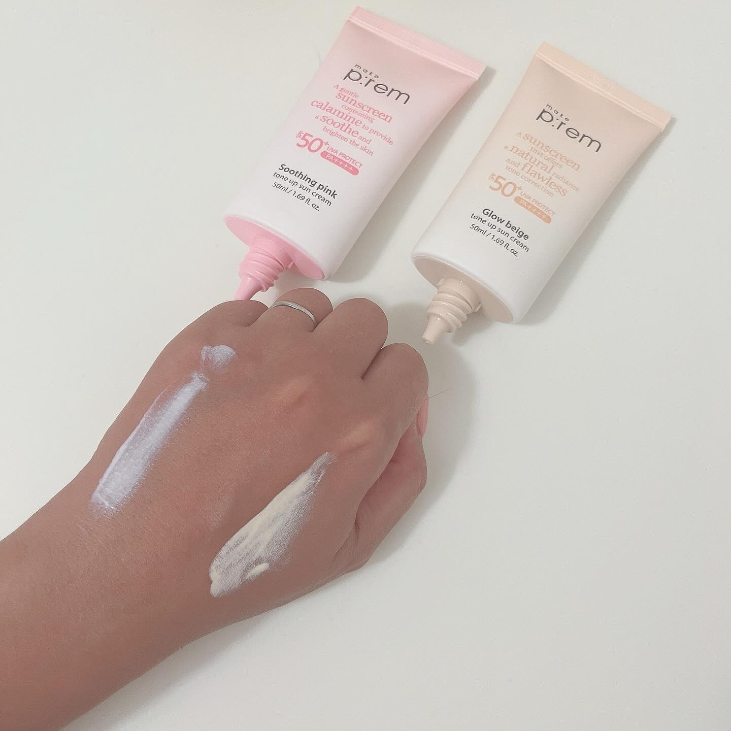 メイクプレム スージングピンクトーンアップサンクリーム/make prem/日焼け止めクリームを使ったクチコミ（3枚目）