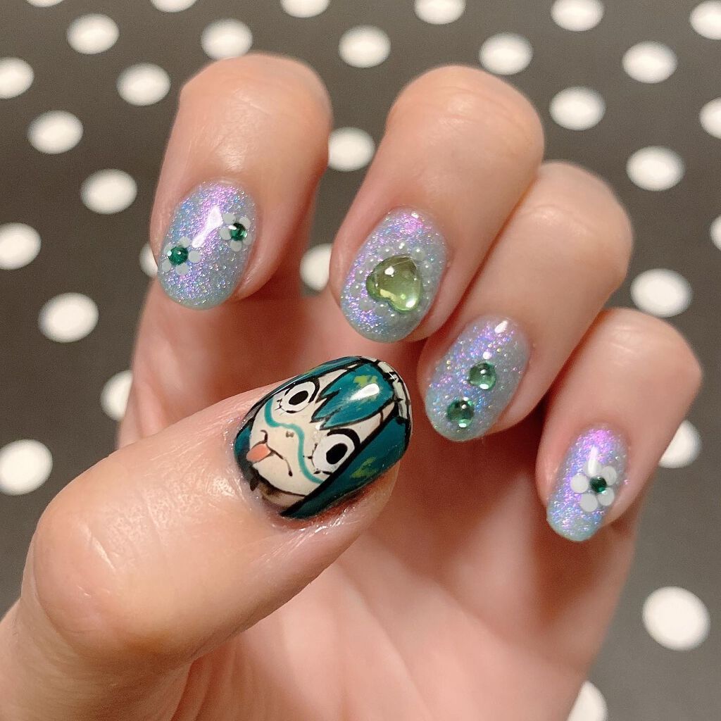 なつおでん on LIPS 「セリアのカラージェルで梅雨ちゃんネイルをしてみました🐸痛ネイル..」(2枚目)