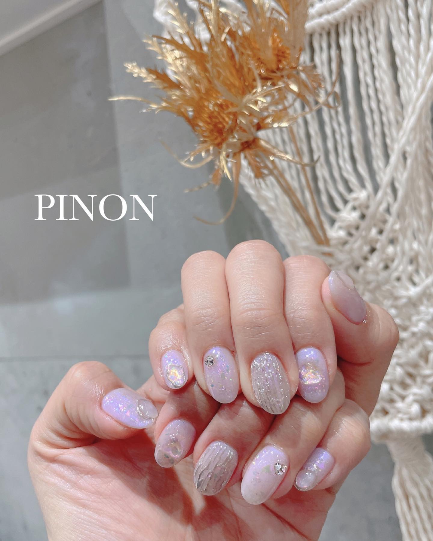 #キラキラネイル,#オーロラネイル,#ミラーネイルのネイルデザイン