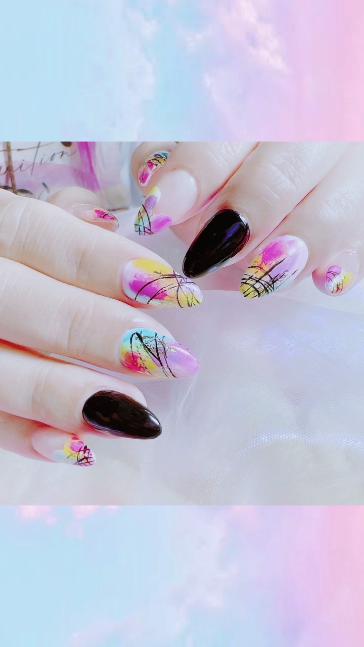 #ネイル,#サマーネイル,#夏ネイル,#ネオンネイル,#ニューヨークネイルのネイルデザイン