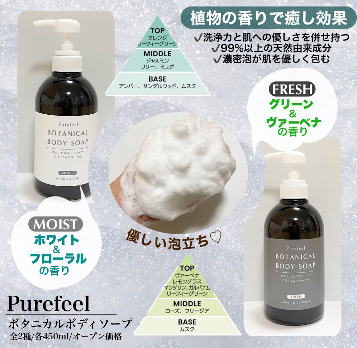 Purefeel ボタニカルボディソープ ホワイト&フローラル/Purefeel/ボディソープを使ったクチコミ(2枚目)