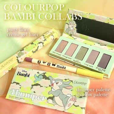 ColourPop サンパーパレット バンビコレクションのクチコミ「COLOURPOP 🌼
バンビコラボが可愛い 🦌🐇💚

✔︎ thumper palette .....」（1枚目）