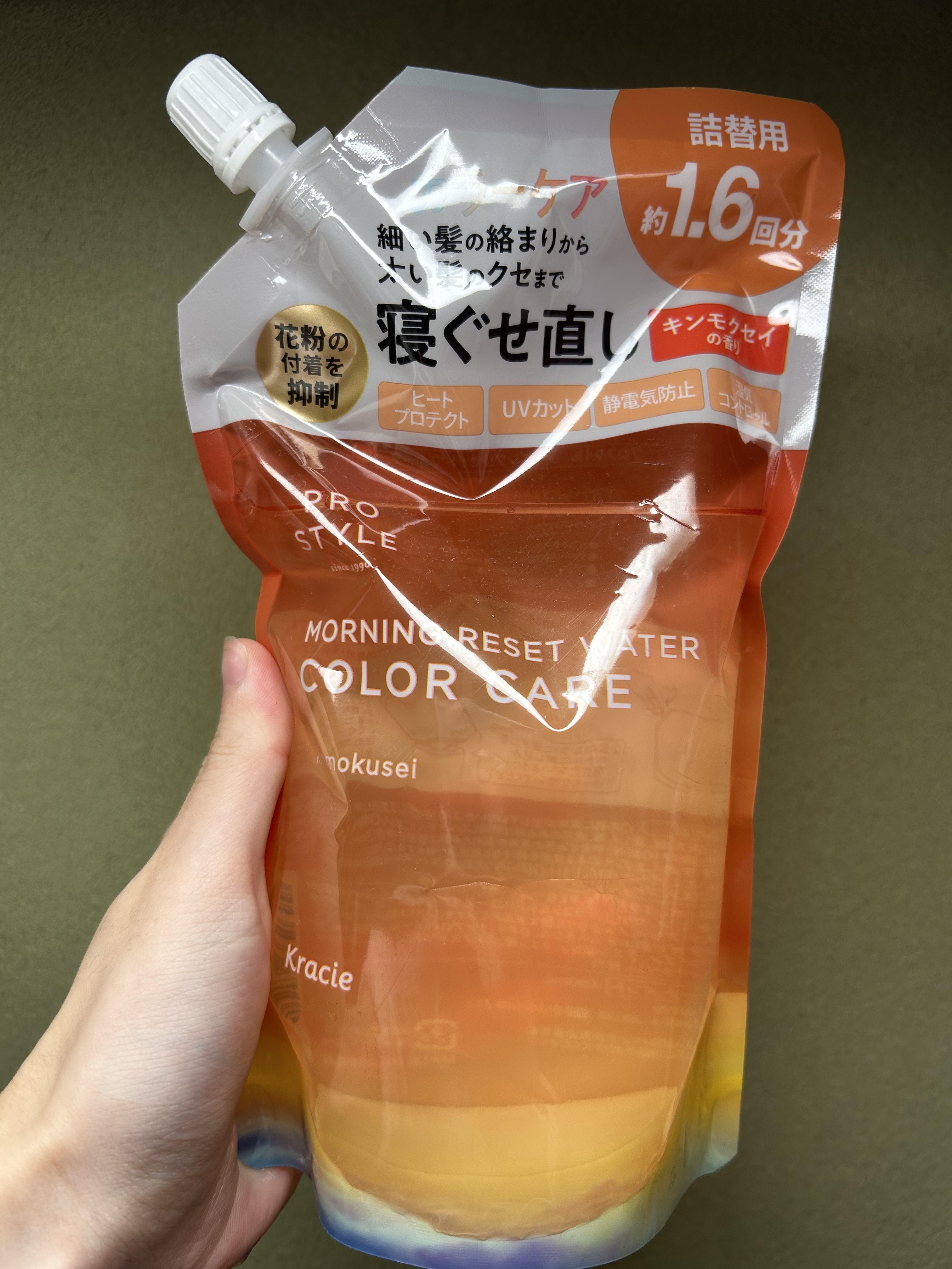 モーニングリセットウォーター キンモクセイの香り 詰替用（450ml）/プロスタイル/ヘアミストを使ったクチコミ（1枚目）