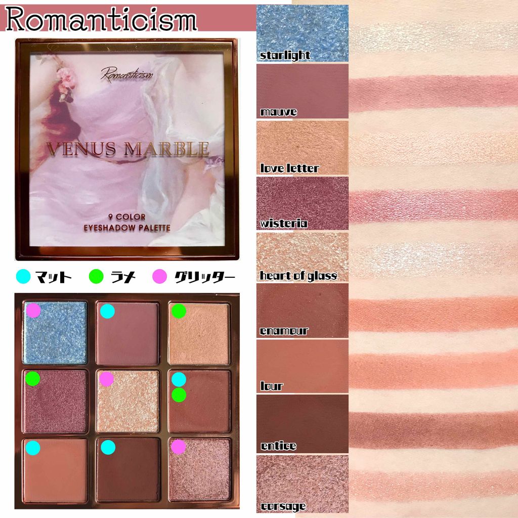 VenusMarble 9色アイシャドウパレット/Venus Marble/アイシャドウパレットを使ったクチコミ（3枚目）