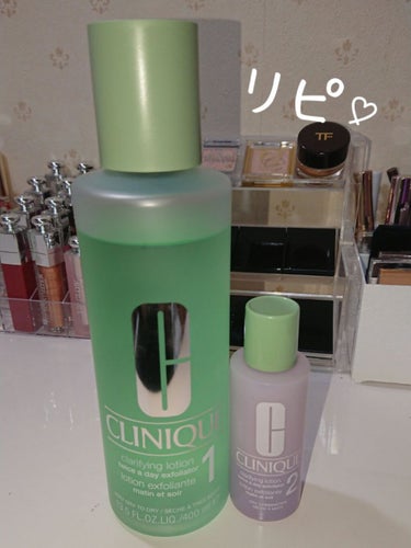 ◎CLINIQUE　クラリファイング ローション 
何度もリピ買いしてます🥰
ずっと１を使っていましたが、2のサンプルをいただいて
使い比べて感じたことをレビューさせていただきます！

✧1
サラッとし