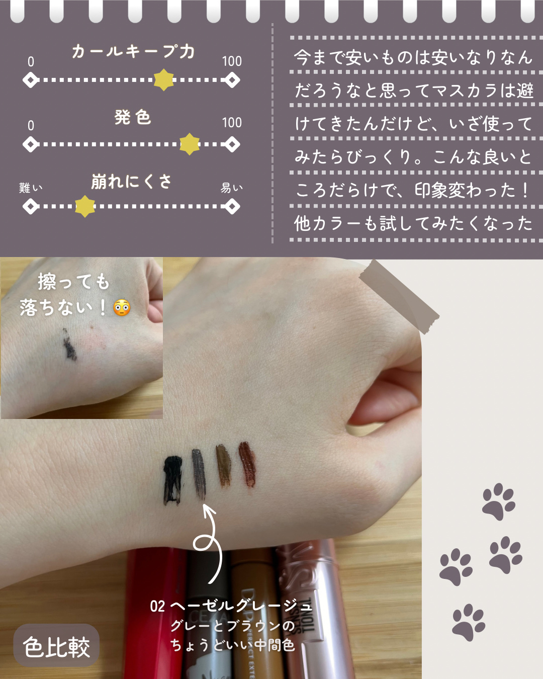 ニュアンスカラーマスカラ 02 ヘーゼルグレージュ/CEZANNE/マスカラを使ったクチコミ（3枚目）