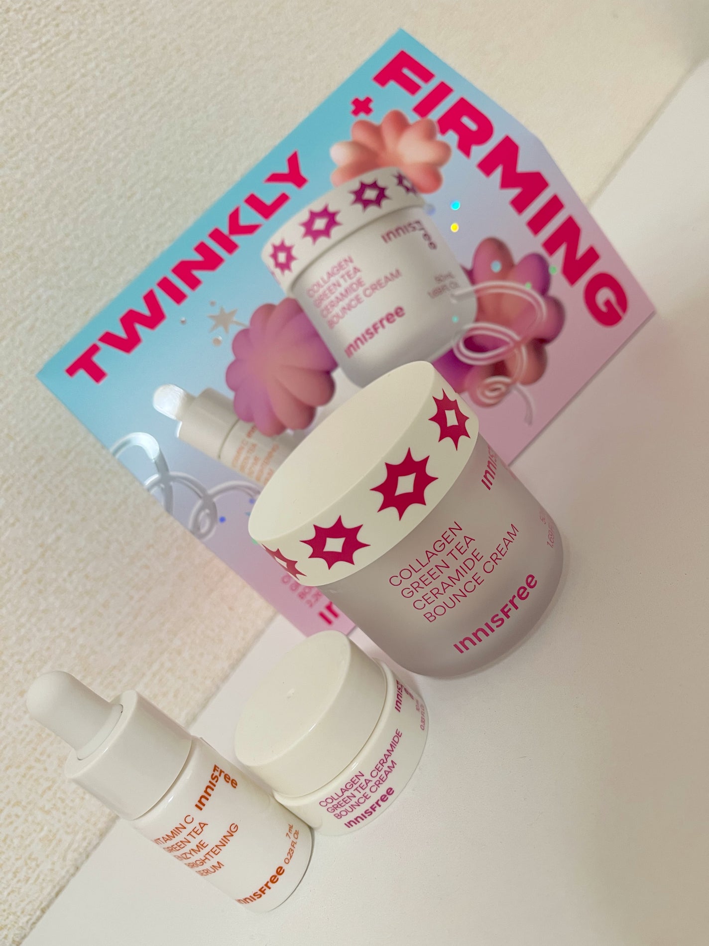 【TWINKLY】ホリデーコラーゲン グリーンティー セラミドバウンスクリーム スペシャルセット/innisfree/スキンケアキットを使ったクチコミ(3枚目)