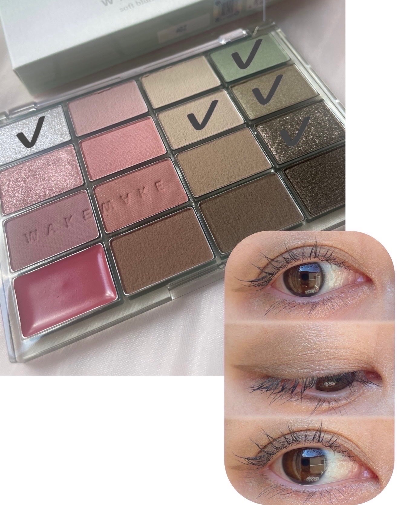 ソフトブラーリングアイパレット/wakemake/アイシャドウパレットを使ったクチコミ(2枚目)