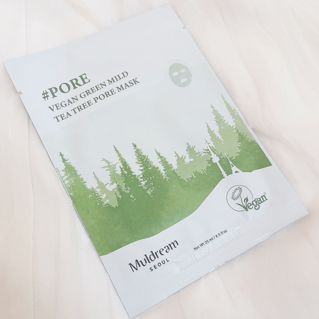 ヴィーガン グリーン マイルド  ティーツリー ポア マスク/MULDREAM/シートマスク・パックを使ったクチコミ（2枚目）
