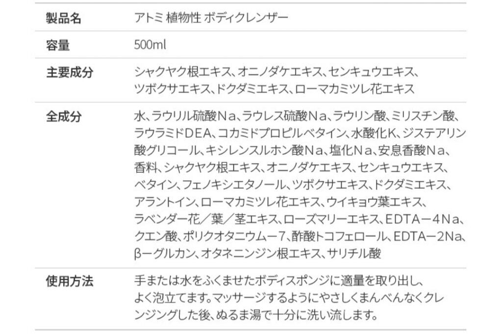 アトミ 植物性ボディクレンザー/atoｍ美/ボディソープを使ったクチコミ（3枚目）