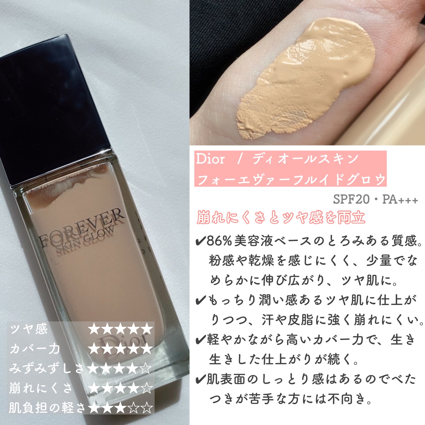ディオールスキン フォーエヴァー フルイド グロウ/Dior/リキッドファンデーションを使ったクチコミ(3枚目)