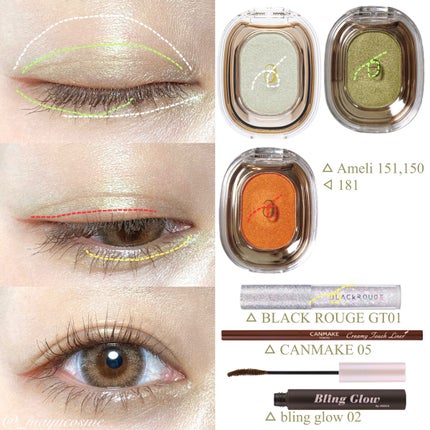 パールブリー アイグリッター トライアングル/BLACK ROUGE/グリッターを使ったクチコミ(2枚目)