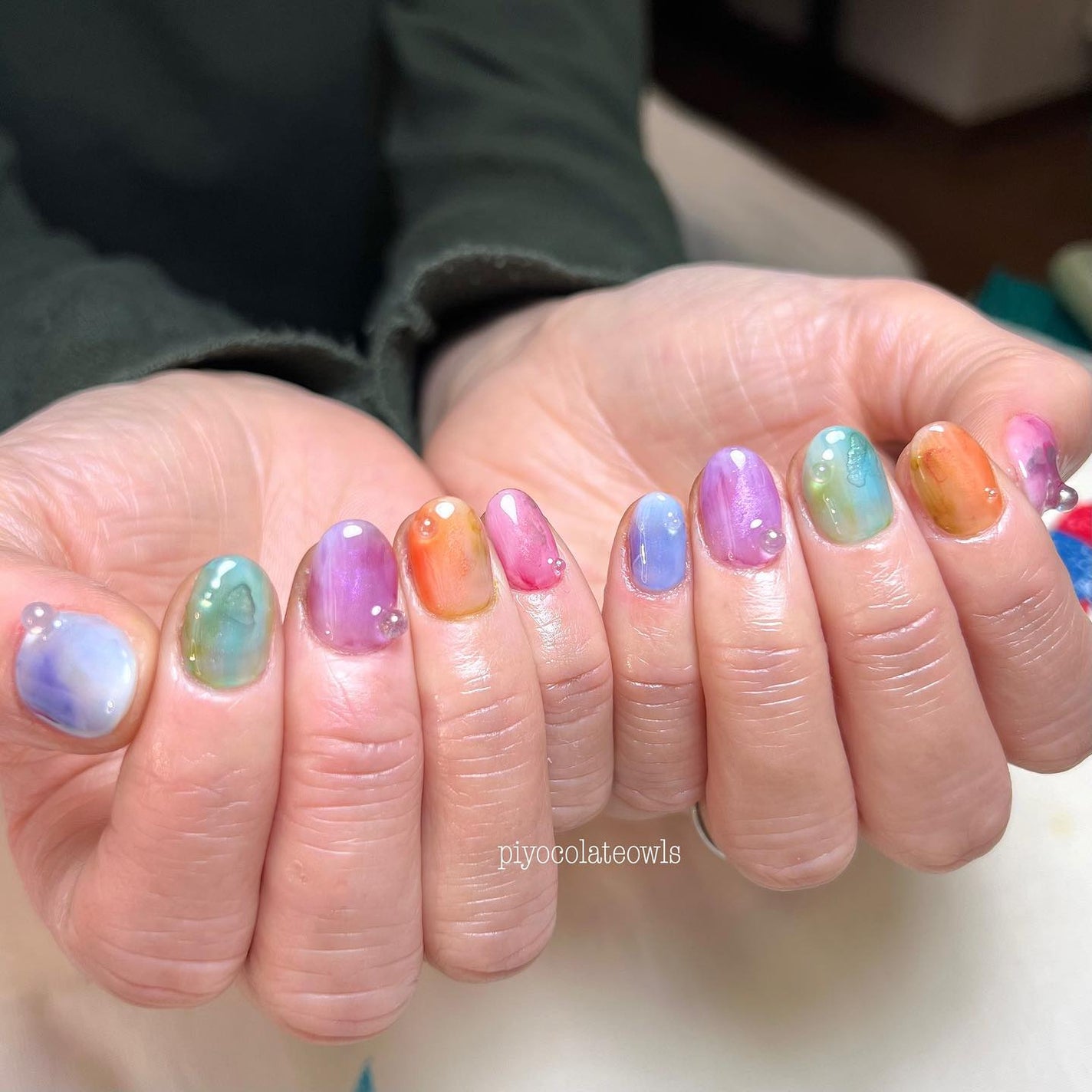 ぴよこれいと あうるす on LIPS 「オーダー💅■春っぽ🌸インクやら水彩やらジェルやらで、色々もわっ..」(2枚目)