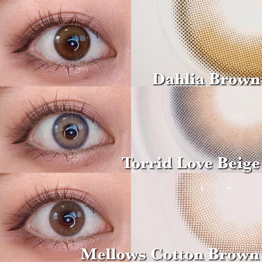 OLOLA
🤍ダリアブラウン
🤍トリッドラブベージュ
🤍メローズコットンブラウン

🤍DahliaBrown(ダリアブラウン)
✔DIA 14.2mm
✔GDIA 13.2mm
✔ BC 8.7mm
レンズカラーが