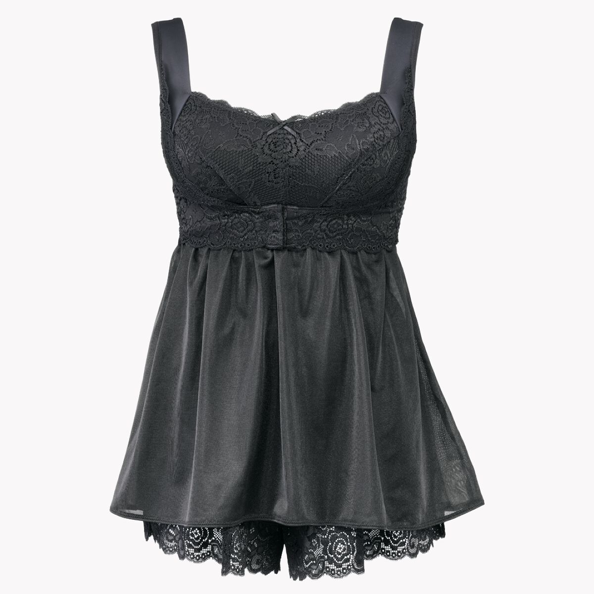 ふんわりルームブラキャミ＆フレパン ブラック