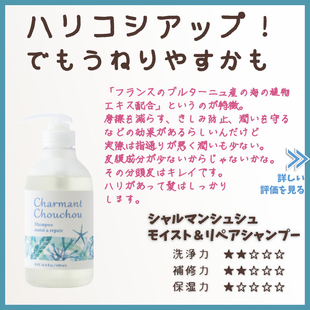 モイスト＆リペアシャンプー／トリートメント/Charmant Chouchou/市販シャンプーを使ったクチコミ（1枚目）