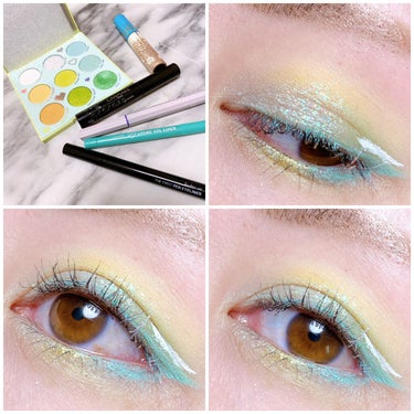 ColourPop Aura & Out のクチコミ「＼パステルグリーンメイク／

今日はカラポのパステルグリーンパレットを使いました💚
春は明るく.....」（3枚目）