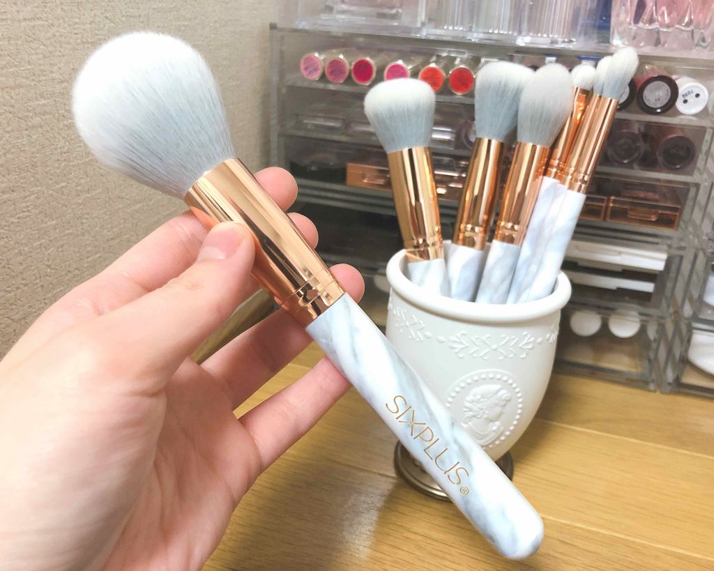 SIXPLUS 大理石柄のメイクブラシ8本セット/SIXPLUS/メイクブラシを使ったクチコミ（2枚目）