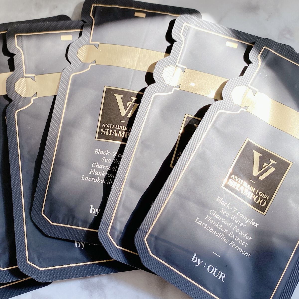 by : OUR V7 アンチヘアロス シャンプーのクチコミ「by : OURのV7 アンチヘアロス シャンプーレビュー😌✨

バニラの香りつよく、
サロン.....」（2枚目）