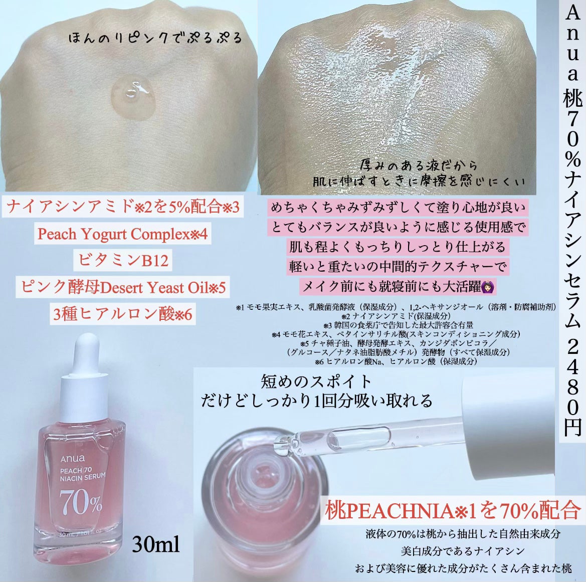 桃70%ナイアシンセラム/Anua/美容液を使ったクチコミ(2枚目)