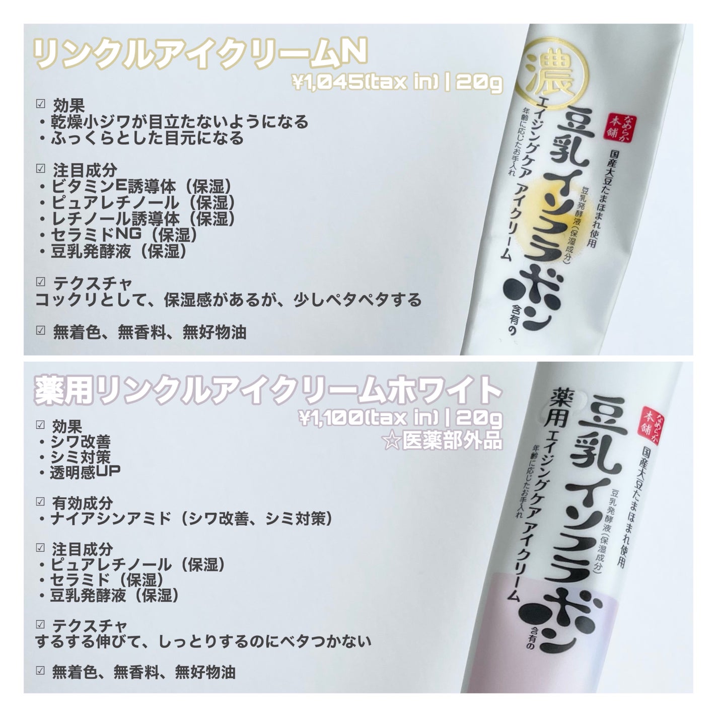 リンクルアイクリーム N/なめらか本舗/アイケア・アイクリームを使ったクチコミ(3枚目)