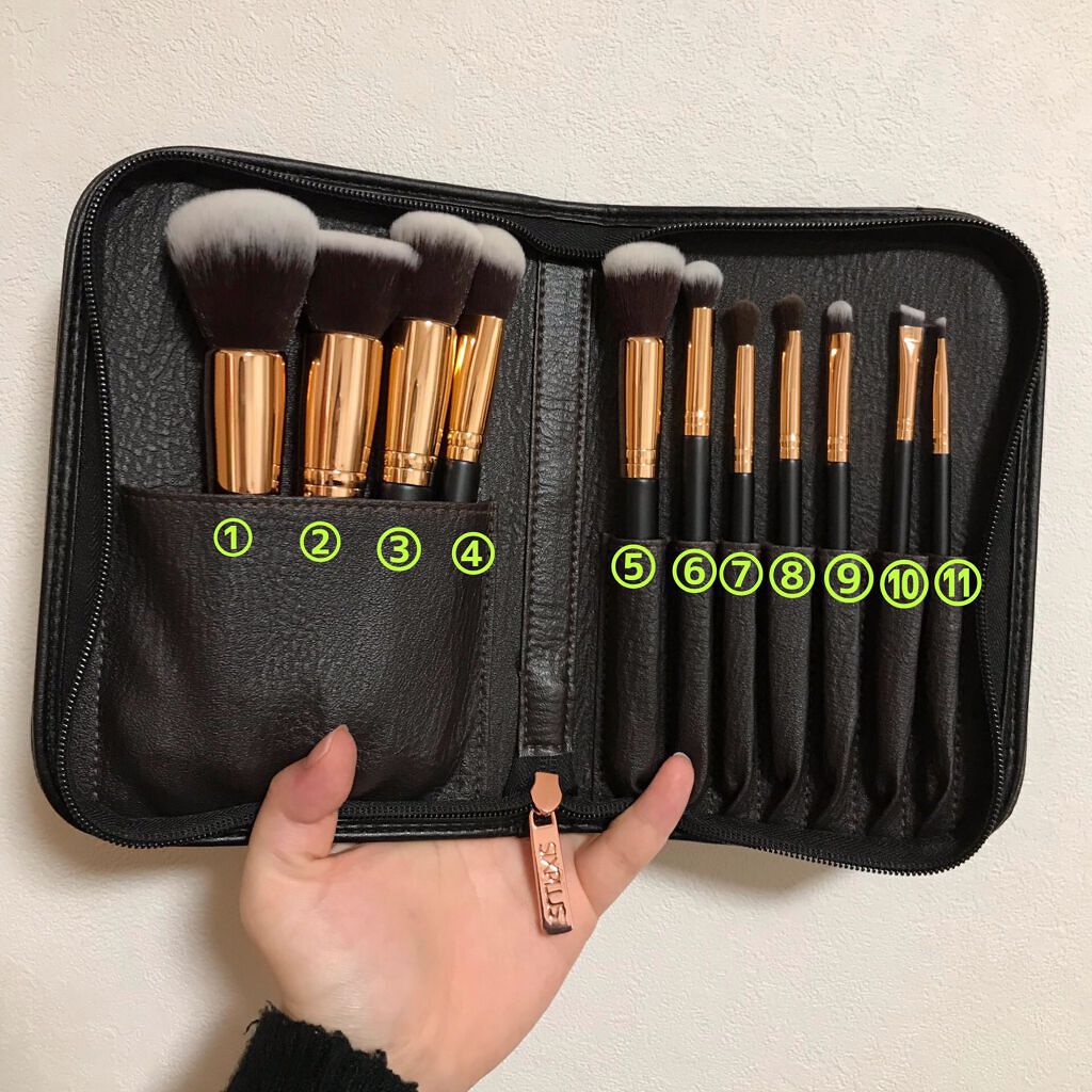 貴族のゴールド メイクブラシ11本セット 化粧ポーチ付き/SIXPLUS/メイクブラシを使ったクチコミ(4枚目)