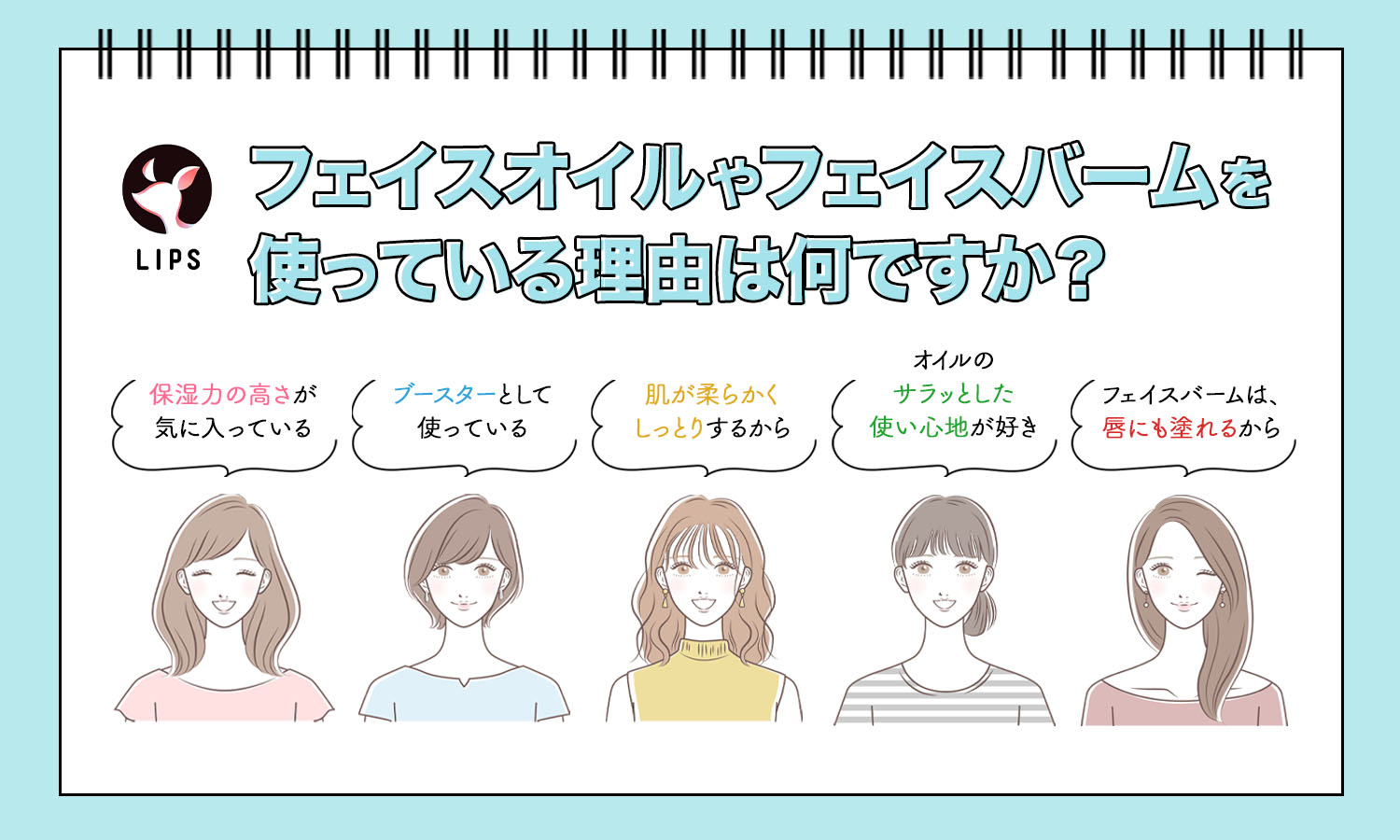 フェイスオイルやフェイスバームを使っている理由は何ですか？保湿力の高さが気に入っている。ブースターとして使っている。肌が柔らかくしっとりするから。など
