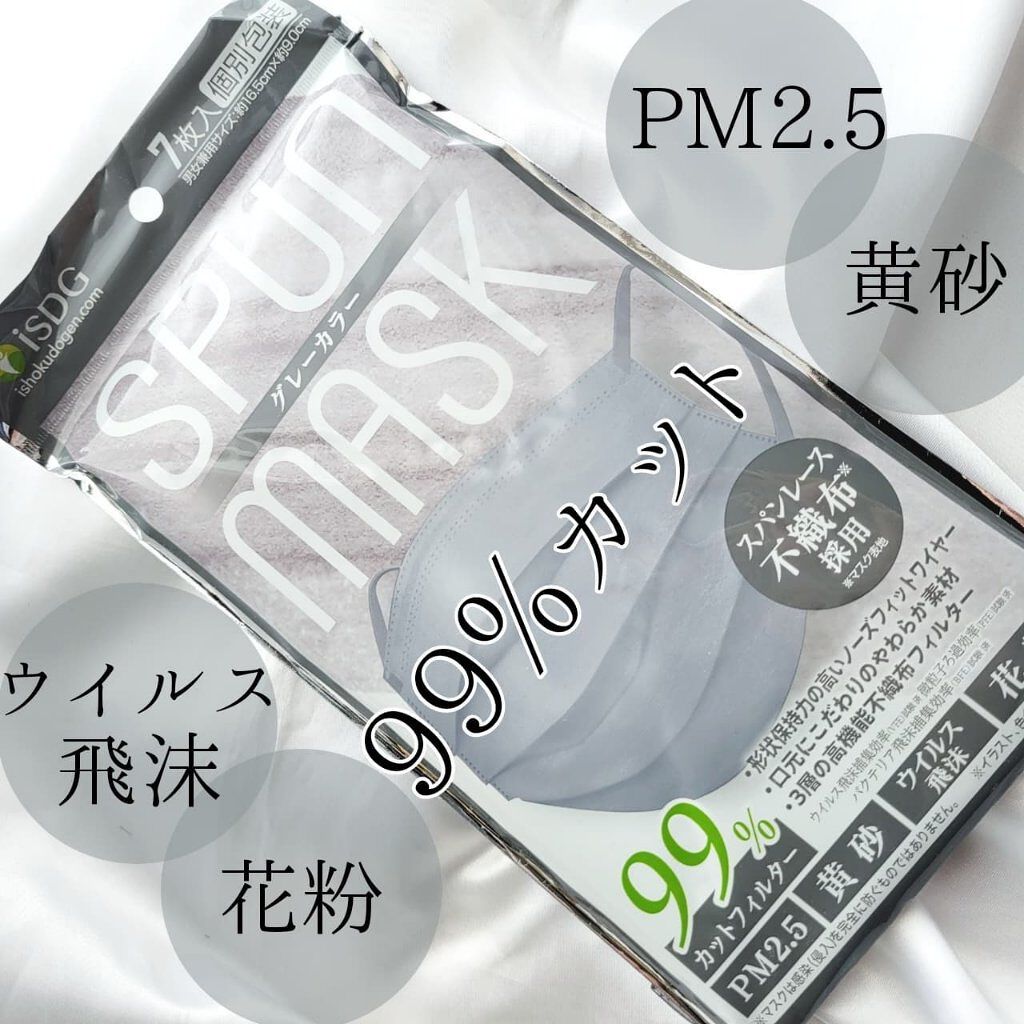 スパンレース不織布カラーマスク/ISDG 医食同源ドットコム/マスクを使ったクチコミ（3枚目）