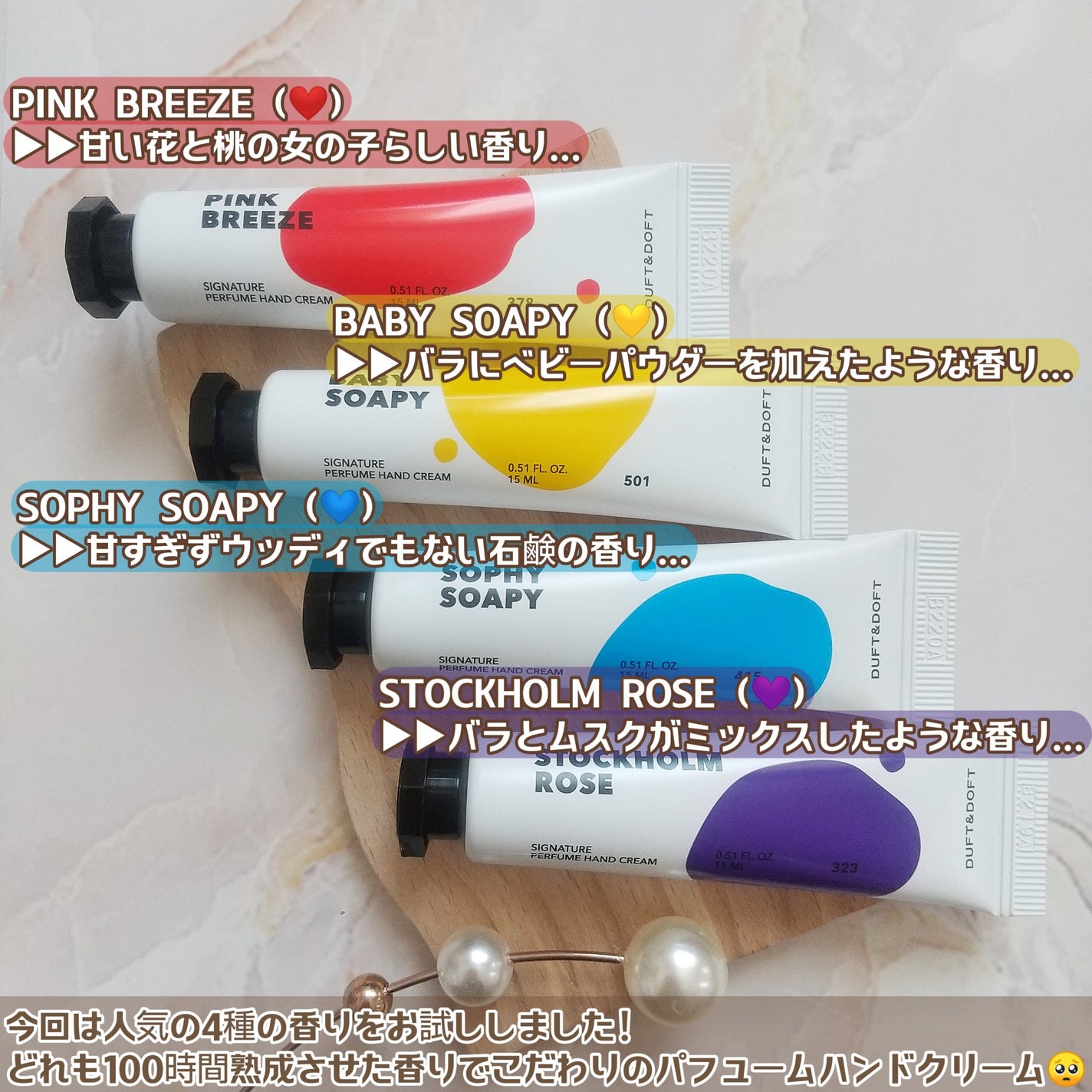 シグネチャーパフュームハンドクリームミニチュアギフトセット/DUFT&DOFT/ハンドクリームを使ったクチコミ(4枚目)