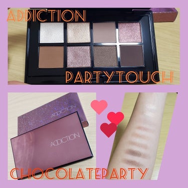 ADDICTION パーティタッチ 003 chocolateparty
限定アイシャドウパレットです。
普段から愛用していて大好きなADDICTIONアイシャドウ
全て限定色なんて、、気がついたら予約