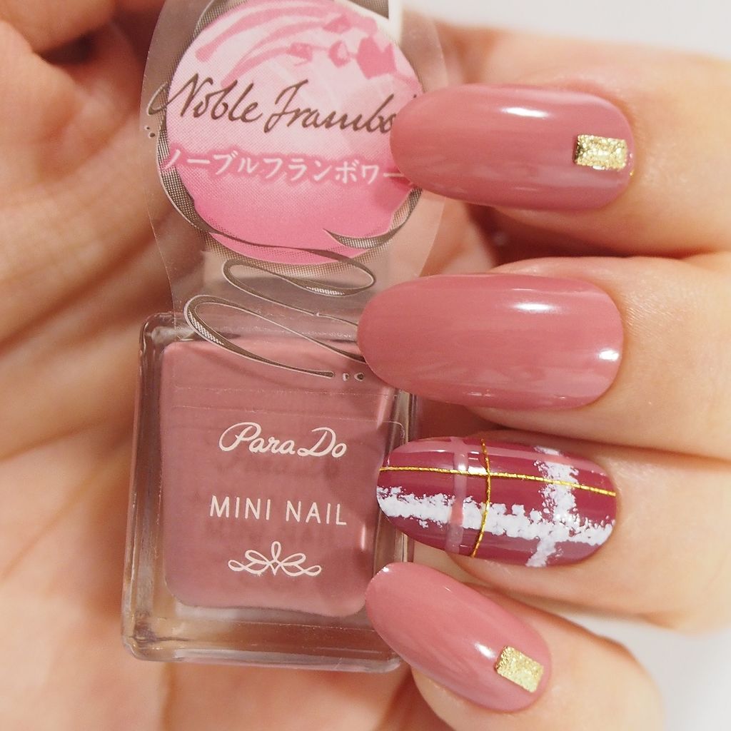 #ネイル,#セルフネイル,#冬ネイル,#簡単ネイル,#チェックネイルのネイルデザイン