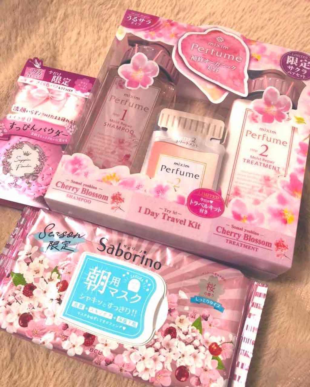 ミクシムパフューム モイストリペア 限定チェリーブロッサム シャンプー＆ヘアトリートメントペアセット /mixim Perfume/市販シャンプーを使ったクチコミ（1枚目）