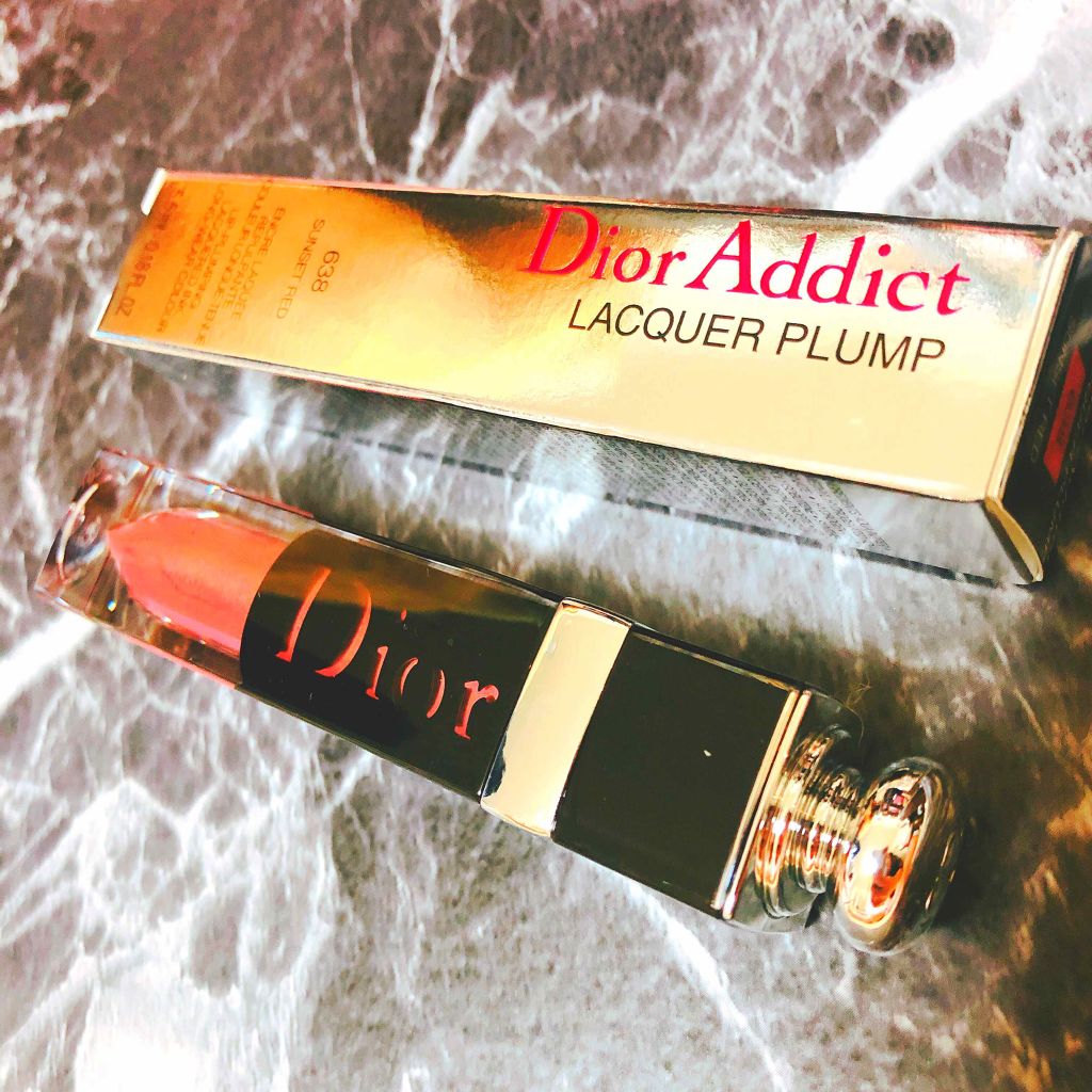 ディオール アディクト ラッカー プランプ 638 サンセット レッド/Dior/リップグロスを使ったクチコミ（1枚目）