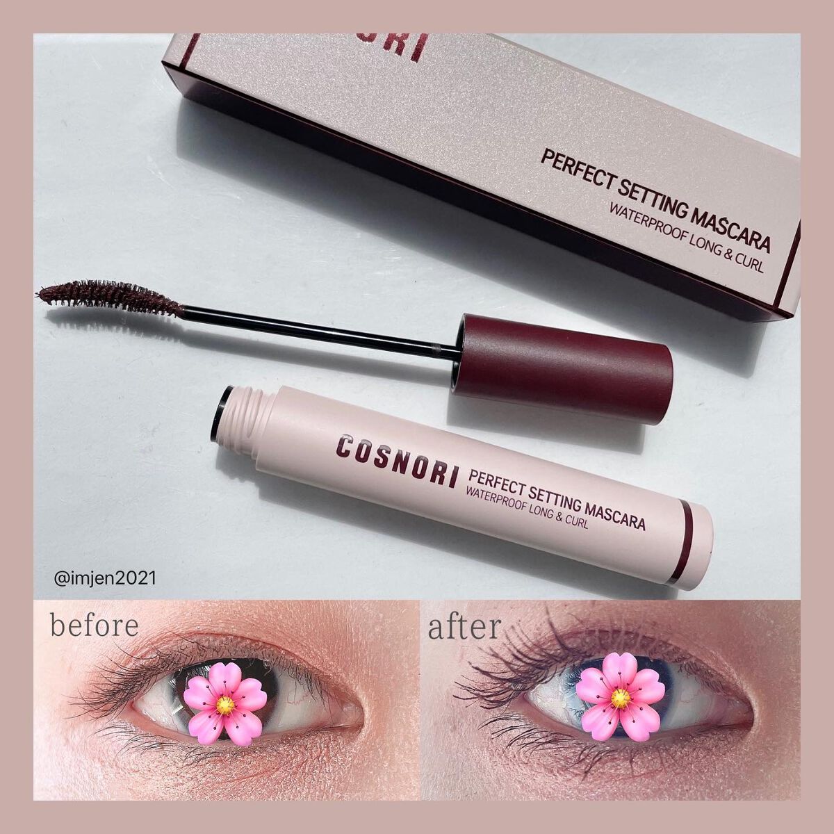 パーフェクトセッティングウォータープルーフマスカラ Long&Curl 03 ロージーブラウン/COSNORI/マスカラを使ったクチコミ（3枚目）